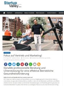 Screenshot eines Artikels zur Gründung der DynaMe GmbH